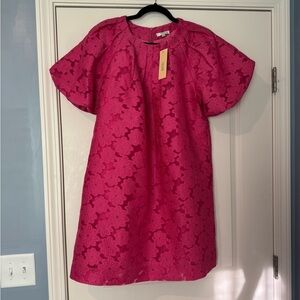 Jade Bright Pink Floral Eyelet Dress